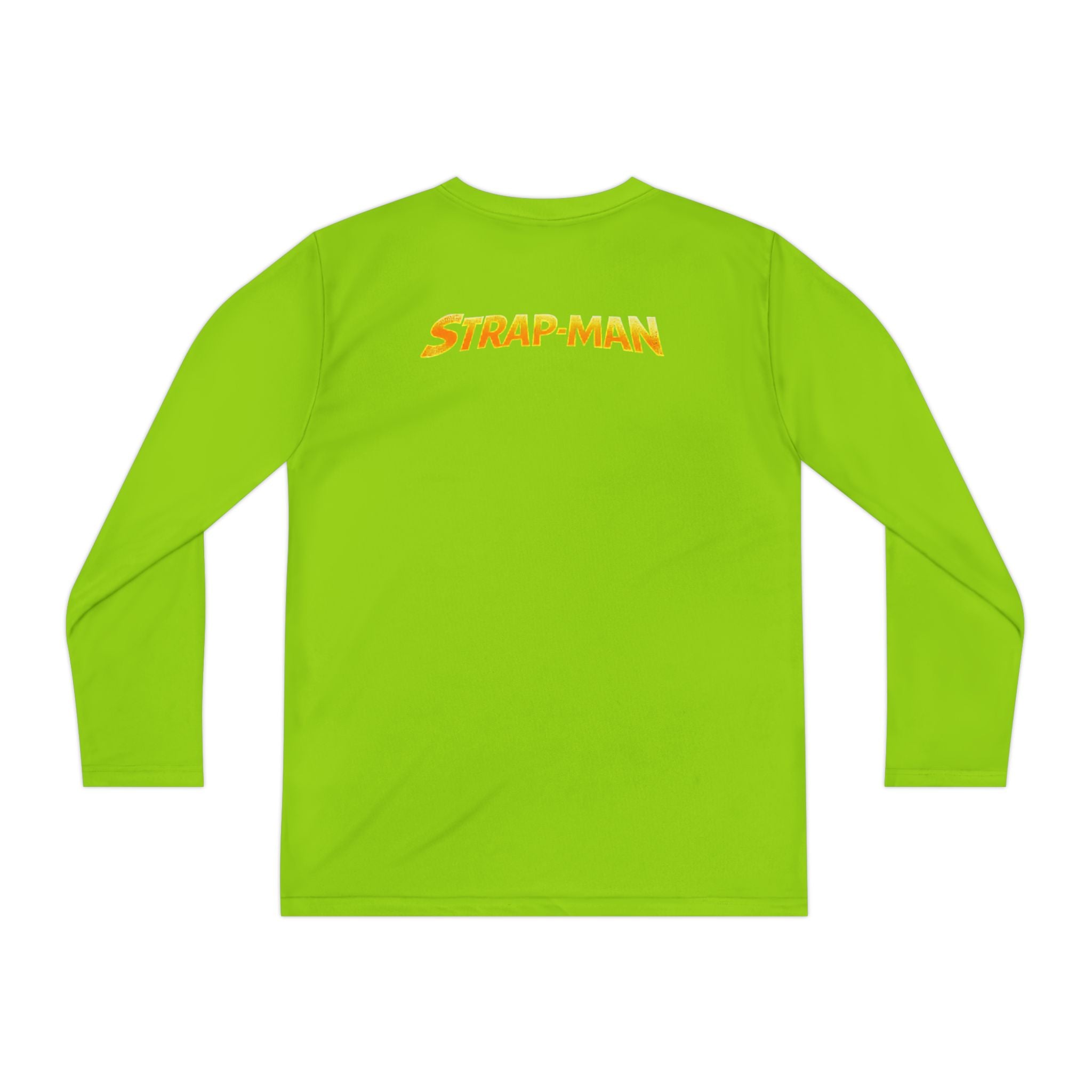 Strap-Man Youth Long Sleeve Tee — Superhero Shield Graphic