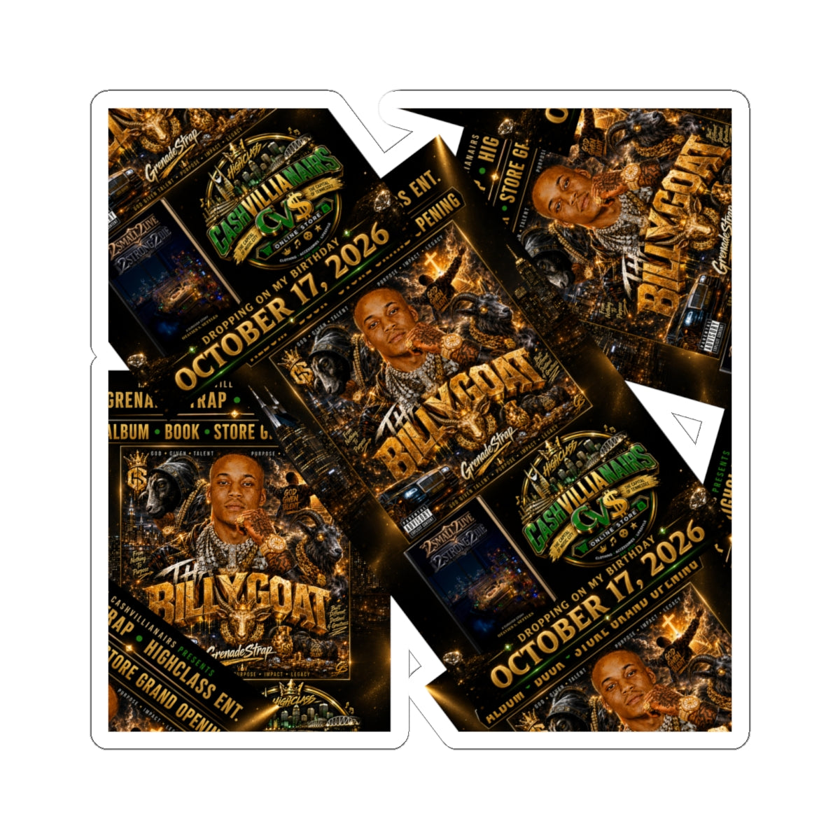 HighClass Cashvillianairs Kiss-Cut Stickers