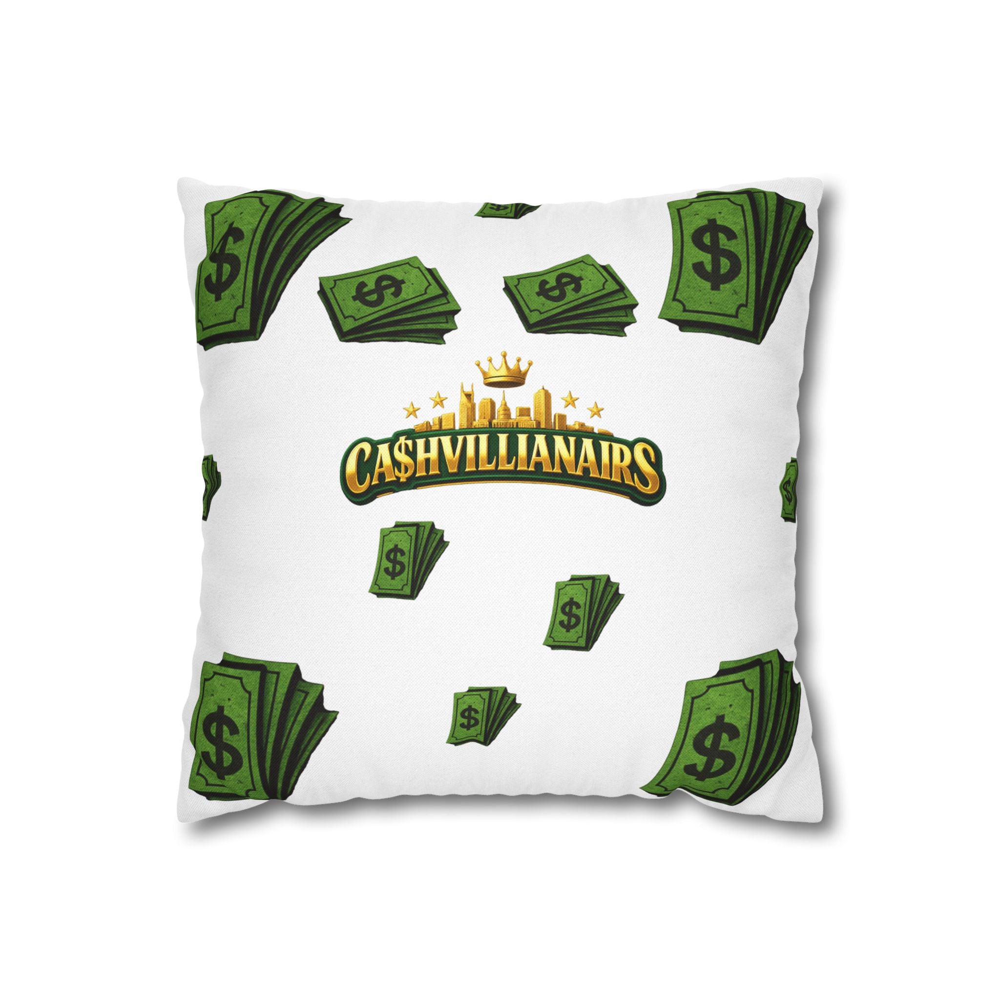 Cashvillainairs Money Pattern Pillowcase — Decorative Square Throw Pillow Cover