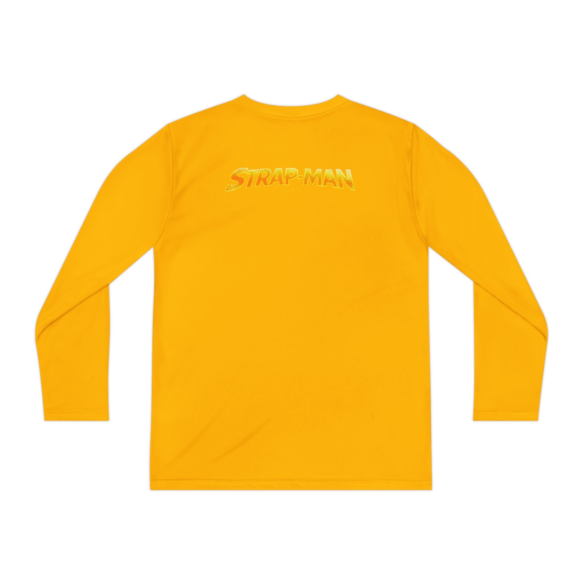 Strap-Man Youth Long Sleeve Tee — Superhero Shield Graphic