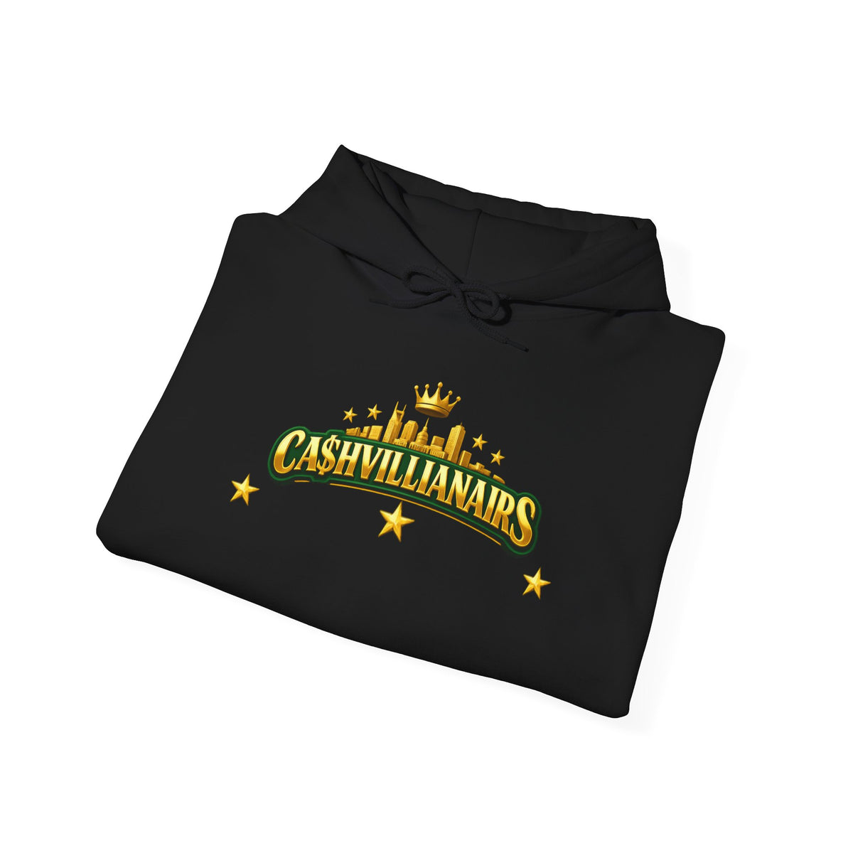 Cashvillainars Logo Hoodie — Gold Crown Streetwear Pullover