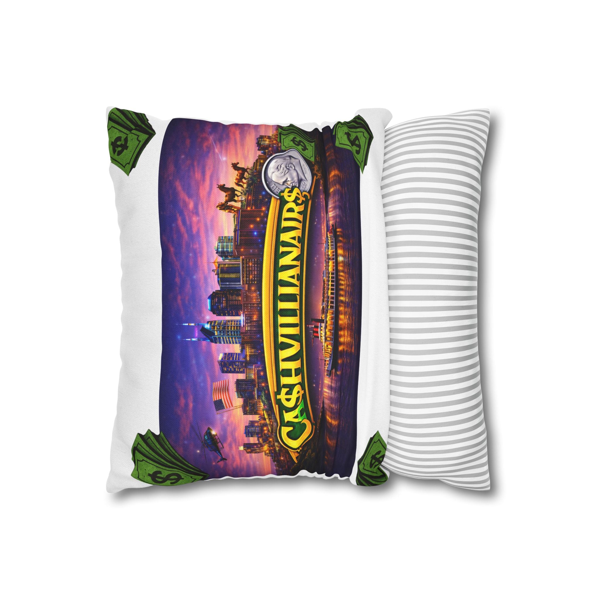 Cashvillainairs Money Pattern Pillowcase — Decorative Square Throw Pillow Cover